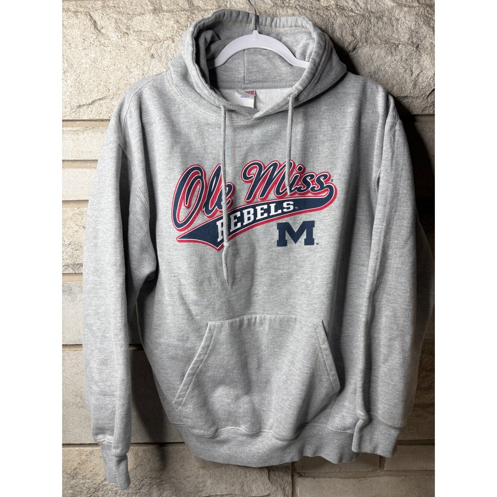 Soffe Ole Miss Rebels Hoodie Mens‎ Large Gray Pullover Sweatshirt NCAA NCAA L